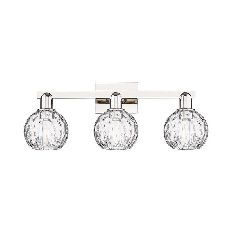 Innovations Athens Water Glass 25in 3-Light Bath Vanity Light | Industrial Polished Nickel and Clear Glass | Bathroom Vanity | Model 716-3W-PN-G1215-6