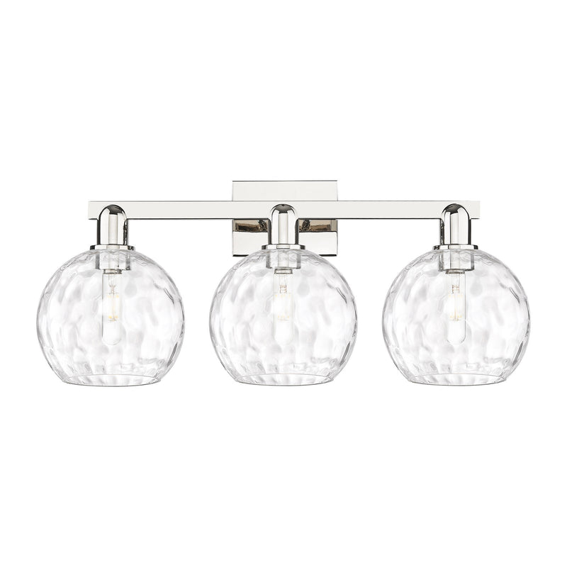 Innovations Athens Water Glass 27in 3-Light Bath Vanity Light | Industrial Polished Nickel and Clear Water Glass | Bathroom | Model 716-3W-PN-G1215-8