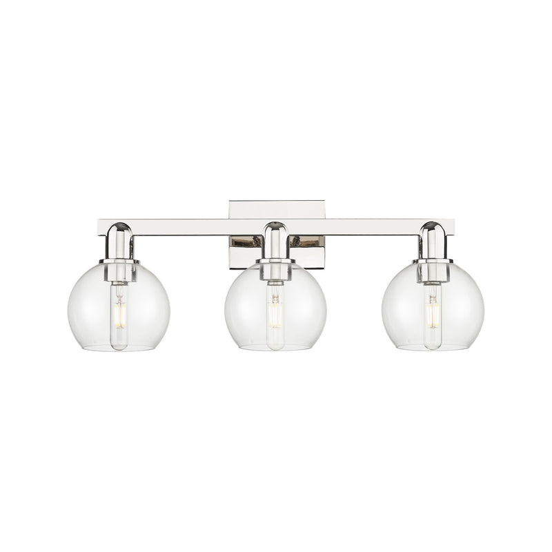 Innovations Athens 25in 3-Light Bath Vanity | Industrial Polished Nickel and Clear Glass | Bathroom Vanity Light | 24.88 x 7.44 x | Model 716-3W-PN-G122-6