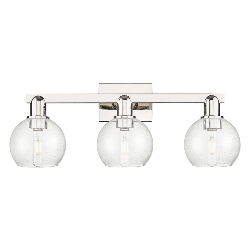 Innovations Athens 25in 3-Light Bath Vanity | Industrial Modern Polished Nickel and Seedy Glass | Bathroom Vanity Light | 24.88 x | Model 716-3W-PN-G124-6