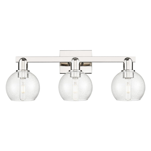Innovations Athens 25in 3-Light Bath Vanity | Industrial Modern Polished Nickel and Seedy Glass | Bathroom Vanity Light | 24.88 x | Model 716-3W-PN-G124-6