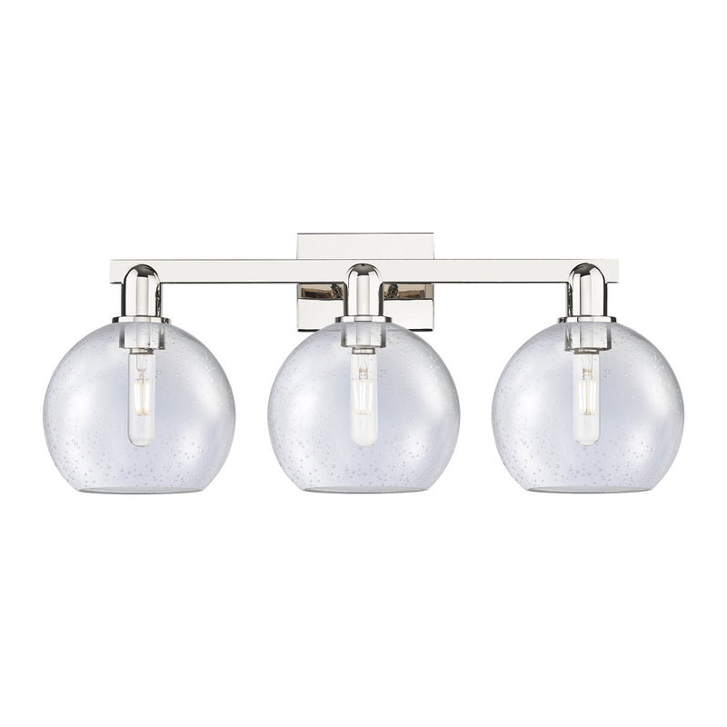 Innovations Athens 27in 3-Light Bath Vanity Light | Industrial Polished Nickel and Seedy Glass | Bathroom Vanity Lighting | 27 x | Model 716-3W-PN-G124-8