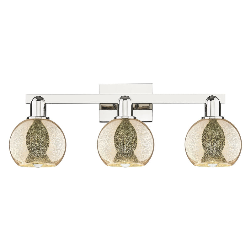 Innovations Athens 24in 3-Light Bath Vanity | Industrial Polished Nickel Steel and Mercury Glass | Bathroom Vanity | 23.88 x 7.44 | Model 716-3W-PN-G128-6