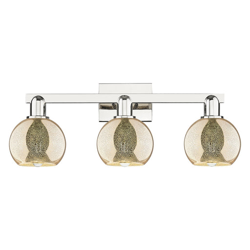 Innovations Athens 24in 3-Light Bath Vanity | Industrial Polished Nickel Steel and Mercury Glass | Bathroom Vanity | 23.88 x 7.44 | Model 716-3W-PN-G128-6