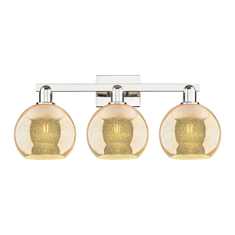 Innovations Athens 27in 3-Light Bath Vanity Light | Industrial Polished Nickel and Mercury Glass | Bathroom Vanity | 27 x 11.75 x | Model 716-3W-PN-G128-8