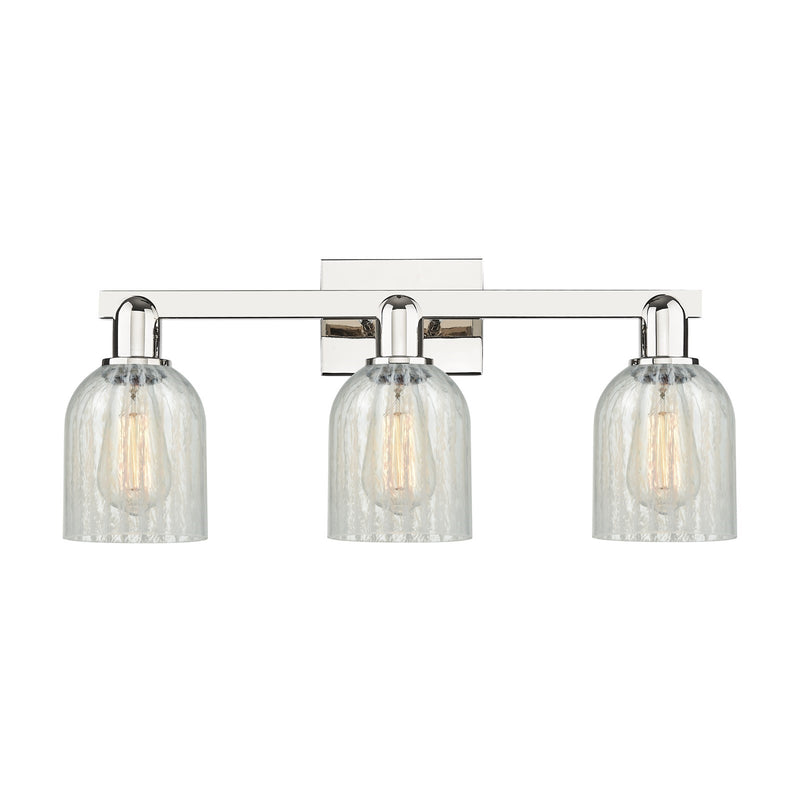 Innovations Caledonia 24in 3-Light Bath Vanity Light | Industrial Polished Nickel and Mouchette Glass | Bathroom Vanity | 24 x | Model 716-3W-PN-G2511