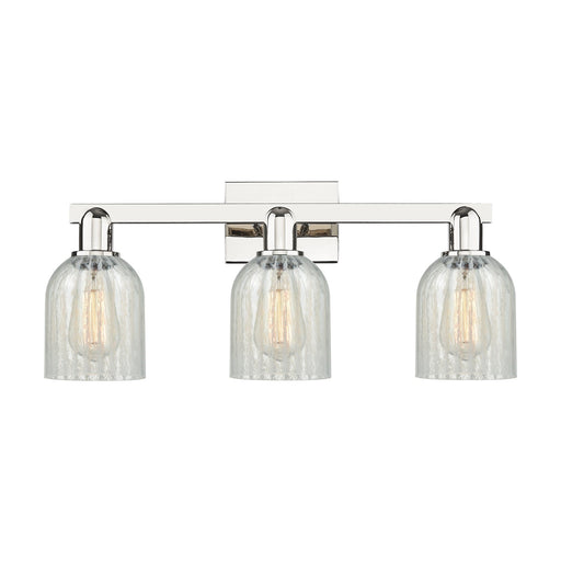 Innovations Caledonia 24in 3-Light Bath Vanity Light | Industrial Polished Nickel and Mouchette Glass | Bathroom Vanity | 24 x | Model 716-3W-PN-G2511