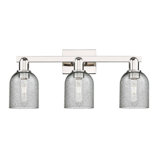 Innovations Caledonia 24in 3-Light Bath Vanity Light | Industrial Polished Nickel and Charcoal Glass | Bathroom Vanity | 24 x 10.75 | Model 716-3W-PN-G257
