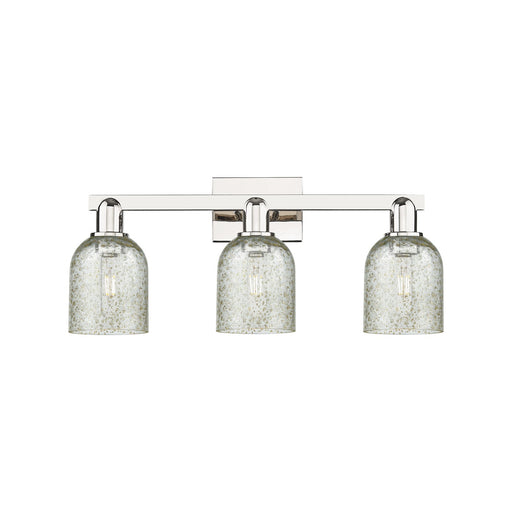 Innovations Caledonia 24in 3-Light Bath Vanity Light | Industrial Modern Polished Nickel and Mica Glass | Entryway & Bathroom | Model 716-3W-PN-G259