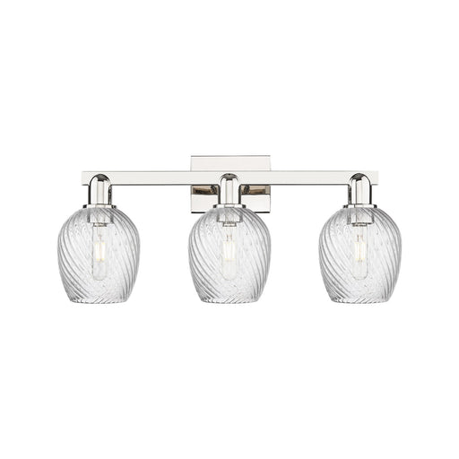 Innovations Salina 3-Light 25in Bath Vanity Light | Industrial Polished Nickel and Clear Spiral Fluted Glass | Bathroom Vanity & | Model 716-3W-PN-G292
