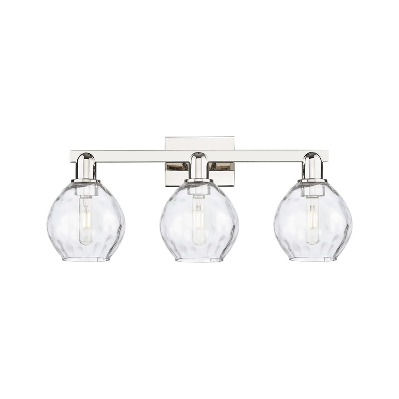 Innovations Waverly 25in 3-Light Bath Vanity Light | Industrial Modern Polished Nickel and Clear Glass | Bathroom & Hallway Vanity | Model 716-3W-PN-G362