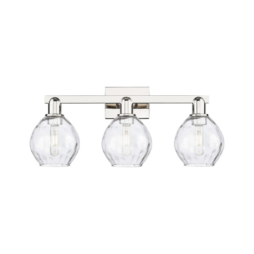 Innovations Waverly 25in 3-Light Bath Vanity Light | Industrial Modern Polished Nickel and Clear Glass | Bathroom & Hallway Vanity | Model 716-3W-PN-G362