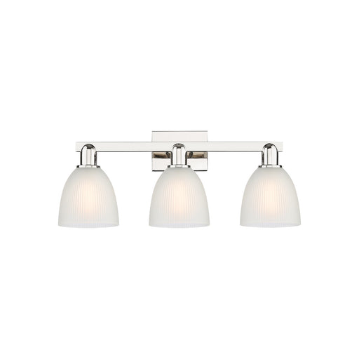 Innovations Castile 25in 3-Light Bath Vanity Light | Industrial Polished Nickel Steel and White Glass | Bathroom Vanity Light | 25 | Model 716-3W-PN-G381