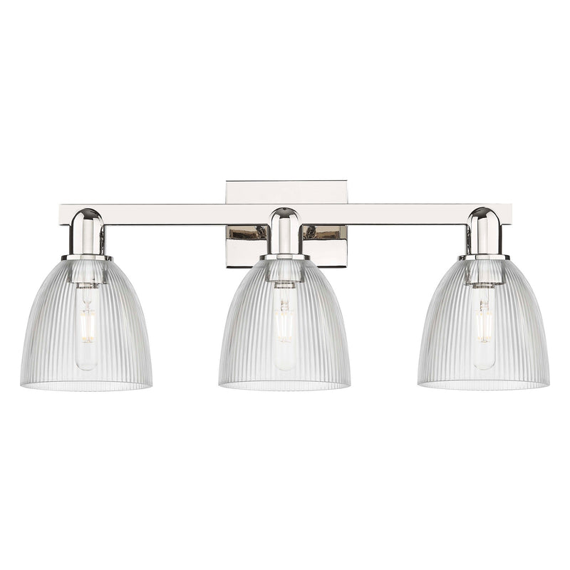 Innovations Castile 25in 3-Light Bath Vanity Light | Industrial Polished Nickel and Clear Glass | Bathroom Vanity | 25 x 10.75 x | Model 716-3W-PN-G382