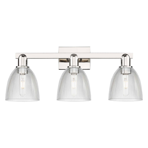 Innovations Castile 25in 3-Light Bath Vanity Light | Industrial Polished Nickel and Clear Glass | Bathroom Vanity | 25 x 10.75 x | Model 716-3W-PN-G382