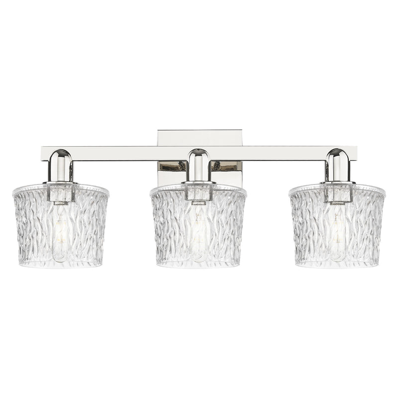 Innovations Niagara 26in 3-Light Bath Vanity Light | Industrial Modern Polished Nickel and Clear Glass | Bathroom Vanity | 25.5 x | Model 716-3W-PN-G402