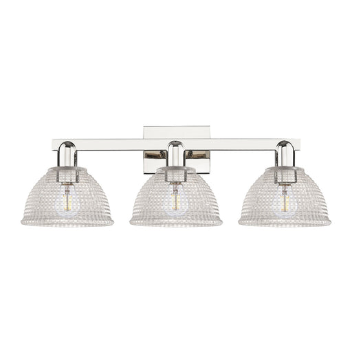 Innovations Arietta 27in 3-Light Bath Vanity Light | Industrial Polished Nickel Steel and Clear Glass | Bathroom Vanity | 27 x 9.75 | Model 716-3W-PN-G422