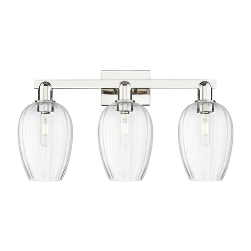 Innovations Preston Flute 26in 3-Light Bath Vanity | Industrial Polished Nickel and Clear Glass | Bathroom Vanity & Powder Room | Model 716-3W-PN-G457-6CL