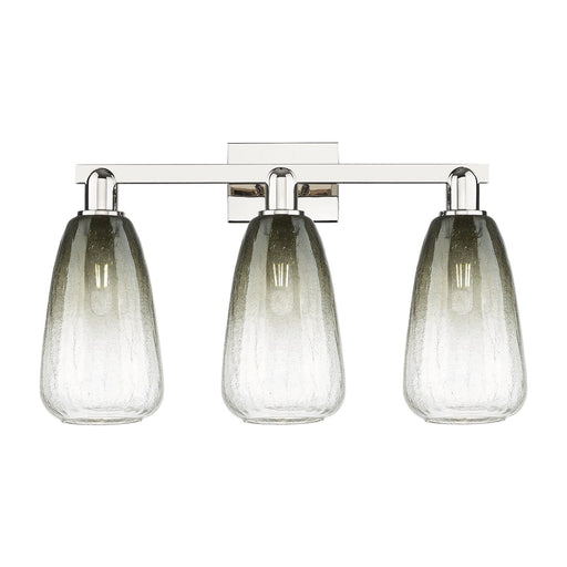 Innovations Brookhaven Almond 26in 3-Light Bath Vanity Light | Industrial Polished Nickel Steel and Slate Glass | Bathroom | Model 716-3W-PN-G480-6SL