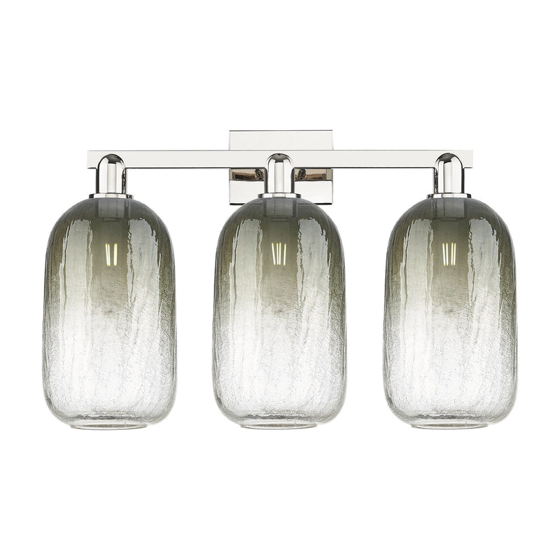 Innovations Brookhaven Cloche 26in 3-Light Bath Vanity Light | Industrial Polished Nickel and Slate Glass | Bathroom Vanity | Model 716-3W-PN-G482-7SL