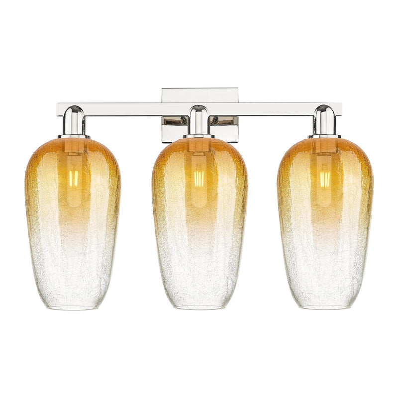 Innovations Brookhaven Flute 26in 3-Light Bath Vanity Light | Industrial Polished Nickel and Amber Glass | Bathroom Vanity | 26 | Model 716-3W-PN-G484-7AM