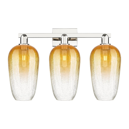 Innovations Brookhaven Flute 26in 3-Light Bath Vanity Light | Industrial Polished Nickel and Amber Glass | Bathroom Vanity | 26 | Model 716-3W-PN-G484-7AM