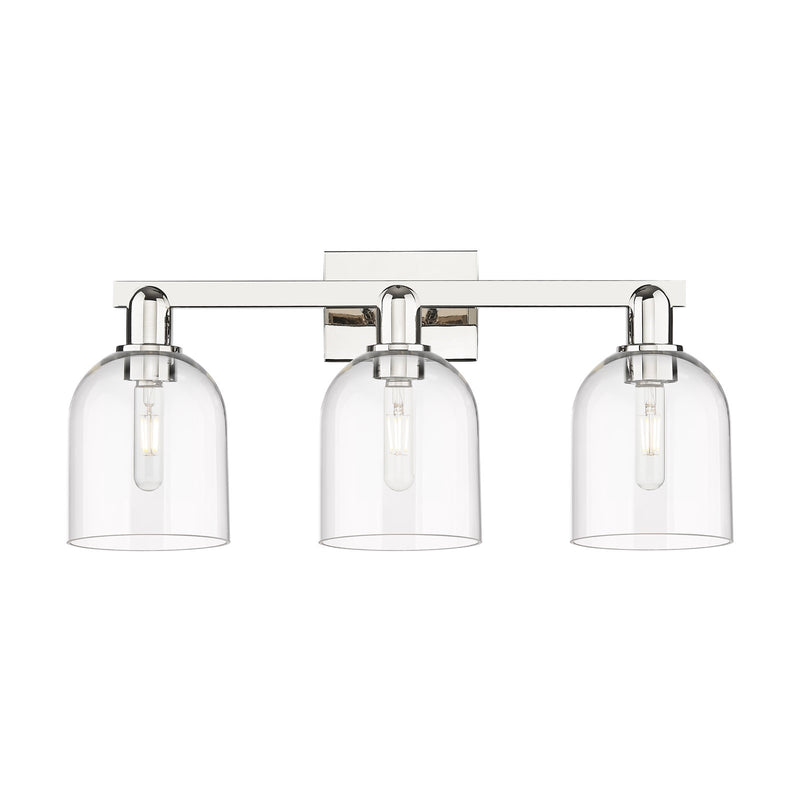 Innovations Bella 25in 3-Light Bath Vanity | Industrial Polished Nickel and Clear Glass | Bathroom Vanity Light | 24.5 x 11.25 | Model 716-3W-PN-G558-6CL