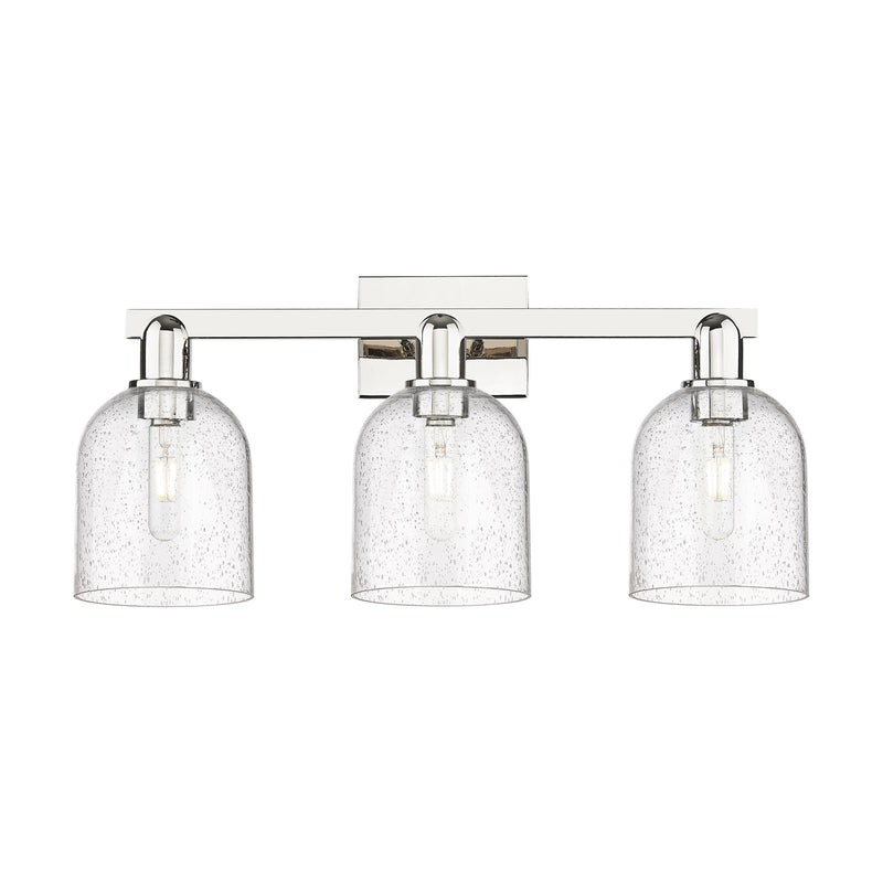 Innovations Bella 25in 3-Light Bath Vanity Light | Industrial Polished Nickel Steel and Seedy Glass | Bathroom Vanity | 24.5 x | Model 716-3W-PN-G558-6SDY