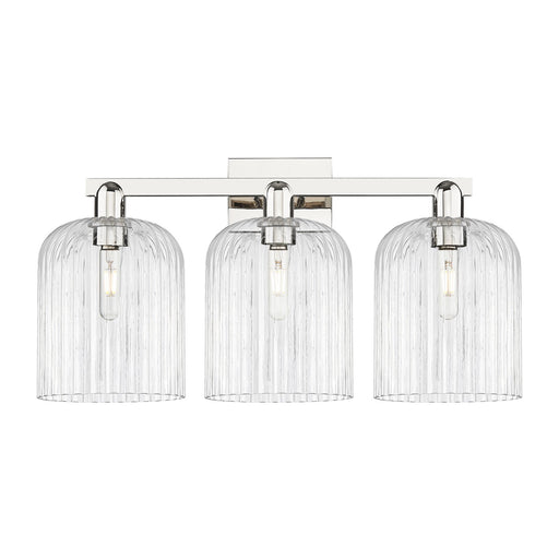 Innovations Bridal Veil 27in 3-Light Bath Vanity | Industrial Polished Nickel and Clear Ribbed Glass | Bathroom Vanity & Powder | Model 716-3W-PN-G559-8CL