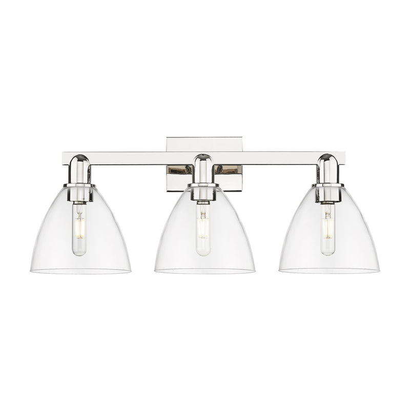Innovations Bristol 27in 3-Light Bath Vanity Light | Industrial Polished Nickel and Clear Glass | Bathroom Vanity | 26.5 x 11.25 | Model 716-3W-PN-GBD-752