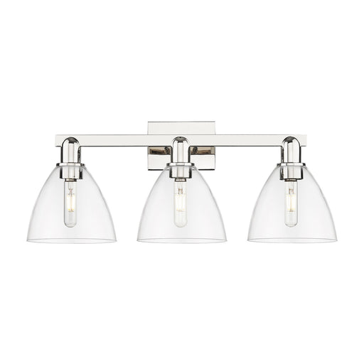 Innovations Bristol 27in 3-Light Bath Vanity Light | Industrial Polished Nickel and Clear Glass | Bathroom Vanity | 26.5 x 11.25 | Model 716-3W-PN-GBD-752