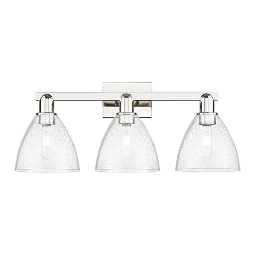 Innovations Bristol 27in 3-Light Bath Vanity | Polished Nickel Steel and Cast Brass with Seedy Glass Shades | Bathroom Vanity | Model 716-3W-PN-GBD-754