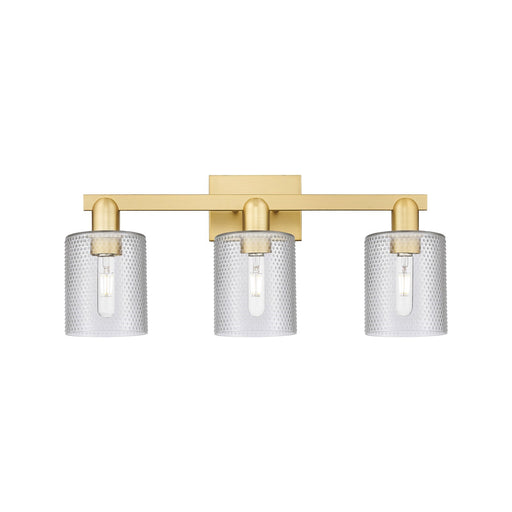 Innovations Cobbleskill 24in 3-Light Bath Vanity Light | Industrial Satin Gold Steel and Clear Glass | Bathroom Vanity | 24 x 7 x | Model 716-3W-SG-G112
