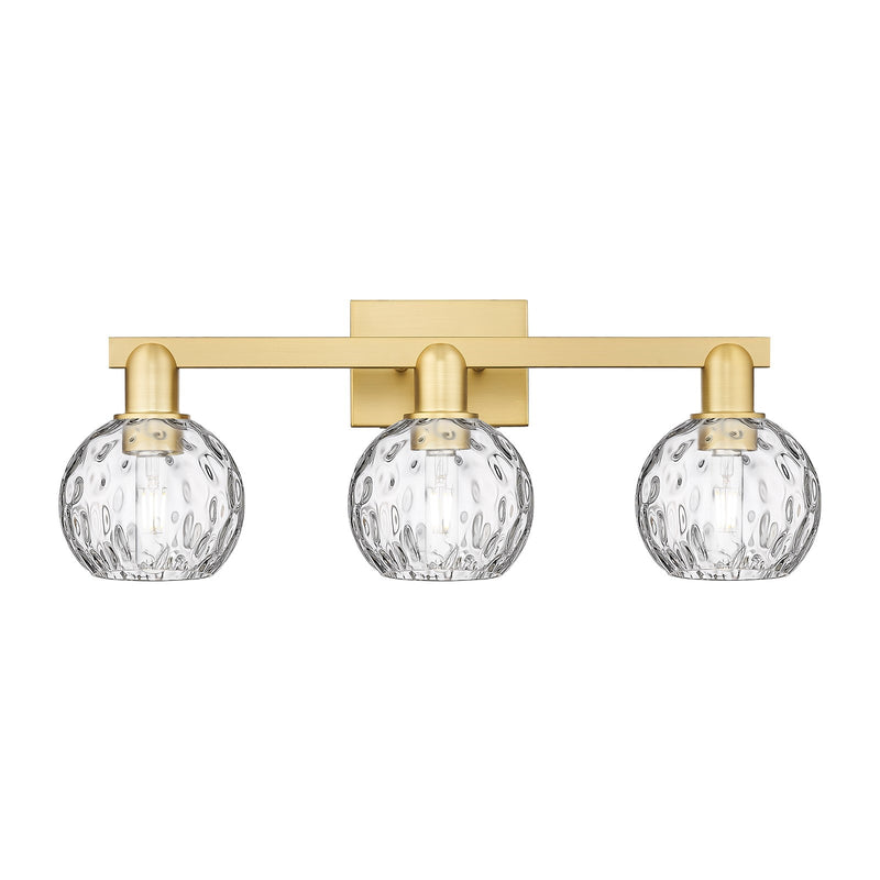 Innovations Athens Water Glass 25in 3-Light Bath Vanity | Industrial Satin Gold Steel and Clear Water Glass | Bathroom Vanity | Model 716-3W-SG-G1215-6