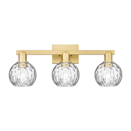 Innovations Athens Water Glass 25in 3-Light Bath Vanity | Industrial Satin Gold Steel and Clear Water Glass | Bathroom Vanity | Model 716-3W-SG-G1215-6
