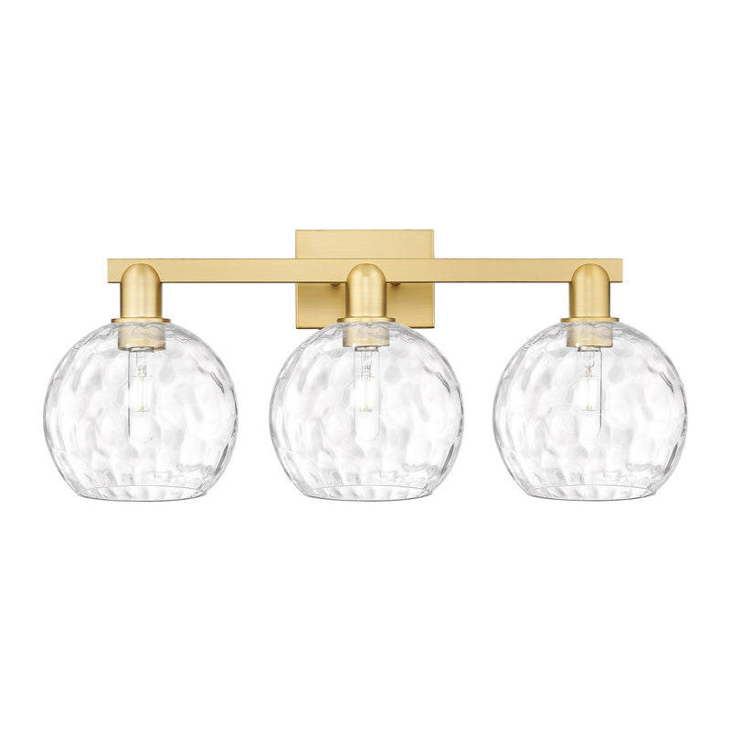 Innovations Athens 27in 3-Light Bath Vanity | Industrial Satin Gold Steel and Clear Water Glass | Bathroom Vanity Light | 27 x | Model 716-3W-SG-G1215-8