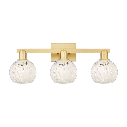 Innovations White Mouchette 25in 3-Light Bath Vanity | Satin Gold Steel and Cast Brass with White Glass Shades | Bathroom | Model 716-3W-SG-G1216-6WM