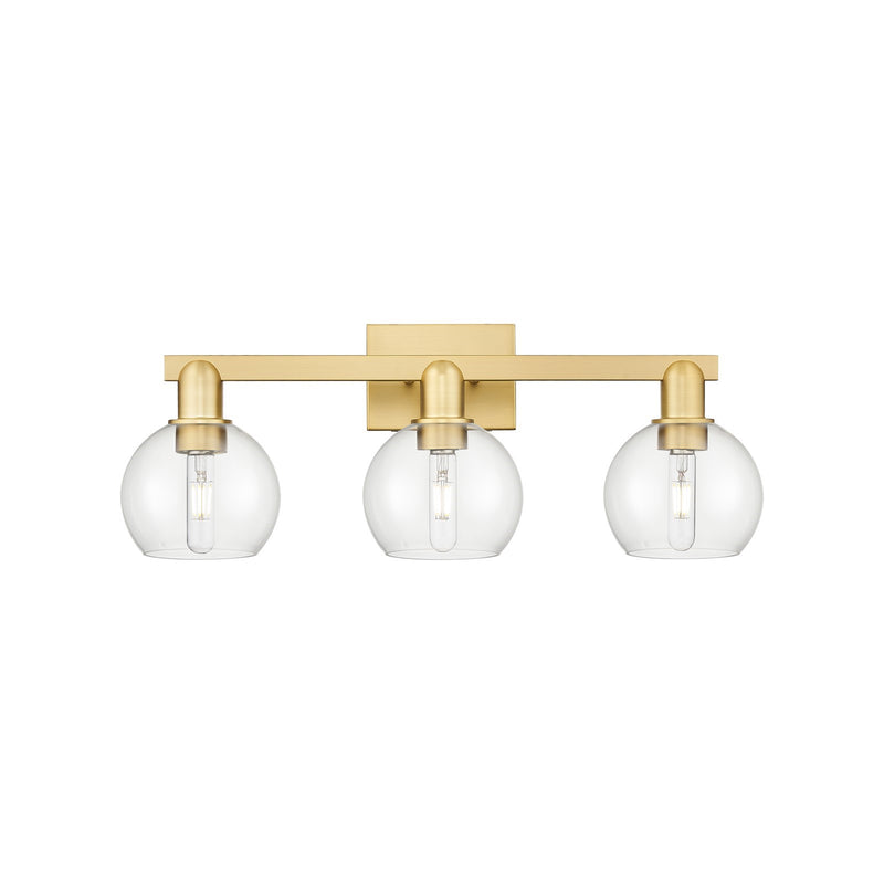 Innovations Athens 25in 3-Light Bath Vanity Light | Industrial Satin Gold Steel and Clear Glass | Bathroom Vanity | 24.88 x 7.44 | Model 716-3W-SG-G122-6