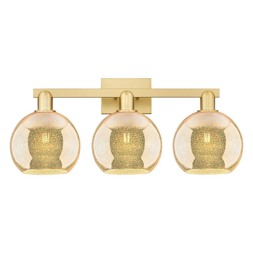 Innovations Athens 27in 3-Light Bath Vanity Light | Industrial Satin Gold Steel and Mercury Glass | Bathroom Vanity & Powder Room | Model 716-3W-SG-G128-8