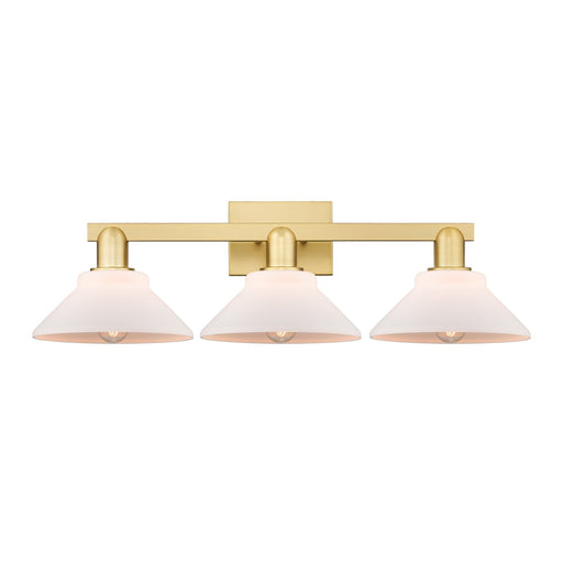 Innovations Orwell 27in 3-Light Bath Vanity Light | Industrial Satin Gold Steel and Matte White Glass | Bathroom Vanity | 27.38 x | Model 716-3W-SG-G131