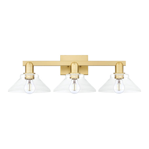 Innovations Orwell 27in 3-Light Bath Vanity Light | Industrial Satin Gold Steel and Clear Glass | Bathroom Vanity | 27.38 x 8.75 x | Model 716-3W-SG-G132