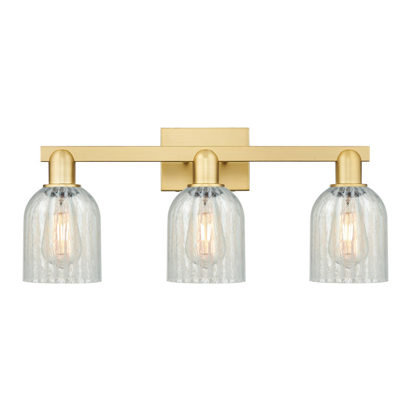 Innovations Caledonia 24in 3-Light Bath Vanity Light | Industrial Satin Gold Steel and Mouchette Glass | Bathroom Vanity & Powder | Model 716-3W-SG-G2511