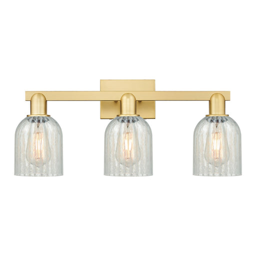 Innovations Caledonia 24in 3-Light Bath Vanity Light | Industrial Satin Gold Steel and Mouchette Glass | Bathroom Vanity & Powder | Model 716-3W-SG-G2511