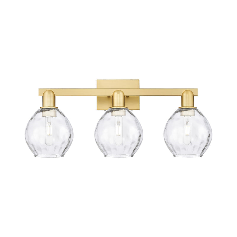Innovations Waverly 25in 3-Light Bath Vanity Light | Industrial Satin Gold Steel and Clear Glass | Bathroom Vanity & Powder Room | Model 716-3W-SG-G362