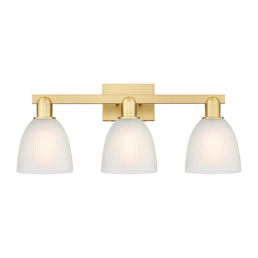 Innovations Castile 25in 3-Light Bath Vanity Light | Industrial Satin Gold Steel and White Glass Dome Shade | Bathroom Vanity | 25 | Model 716-3W-SG-G381