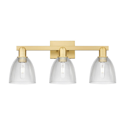 Innovations Castile 25in 3-Light Bath Vanity Light | Industrial Satin Gold Steel and Clear Glass | Bathroom Vanity | 25 x 10.75 x | Model 716-3W-SG-G382