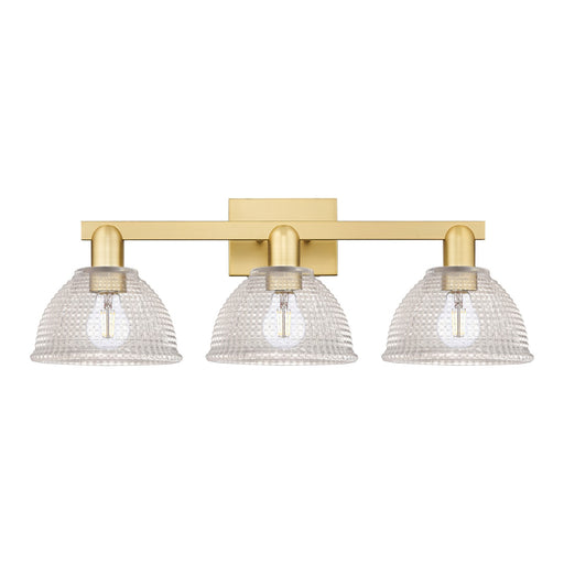 Innovations Arietta 27in 3-Light Bath Vanity Light | Industrial Satin Gold Steel and Clear Glass | Bathroom Vanity | 27 x 9.75 x | Model 716-3W-SG-G422