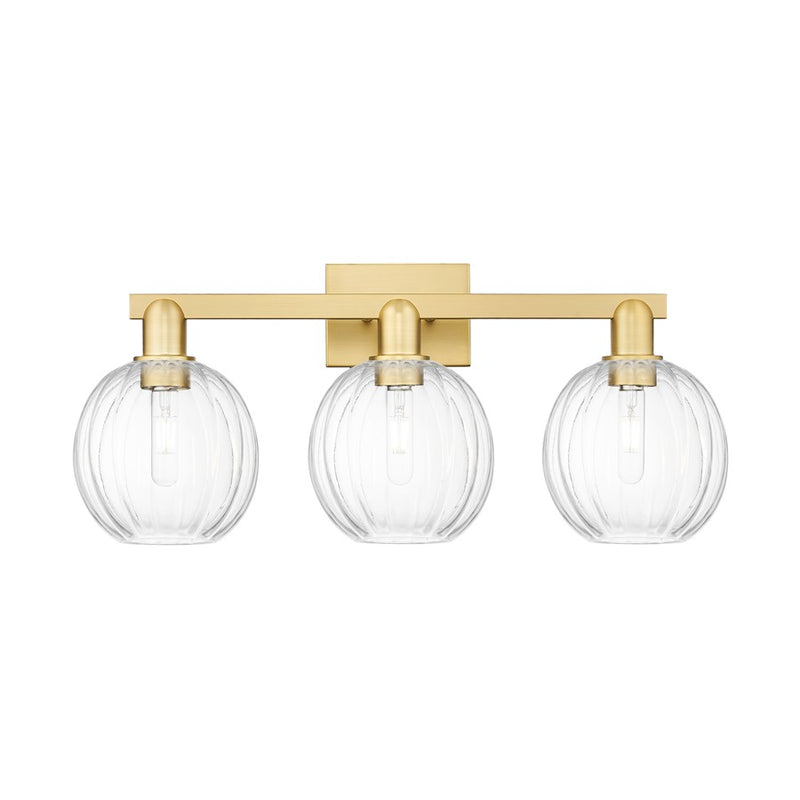 Innovations Preston 3Lt 26" Globe Bath Light, Gold/Clear - 716-3W-SG-G458-7CL