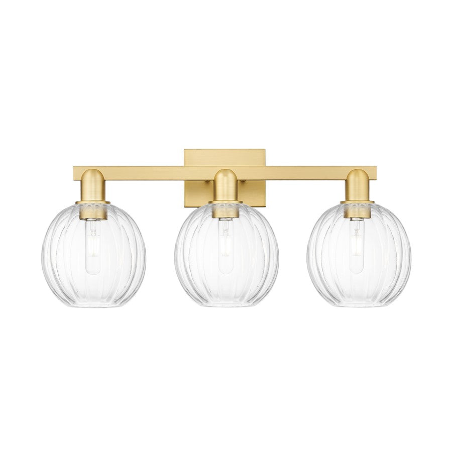 Innovations Preston 3Lt 26" Globe Bath Light, Gold/Clear - 716-3W-SG-G458-7CL