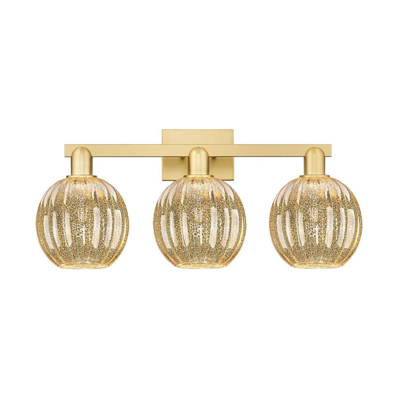Innovations Preston 3Lt 26" Globe Bath Light, Gold/Mercury - 716-3W-SG-G458-7ME